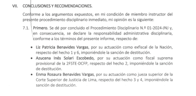Conclusiones y recomendaciones del informe final de Inés Tello. Foto: JNJ   