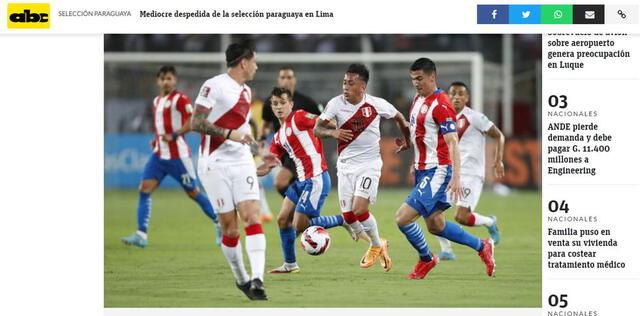 El Diario ABC de Paraguay criticó a la Albirroja. Foto: ABC