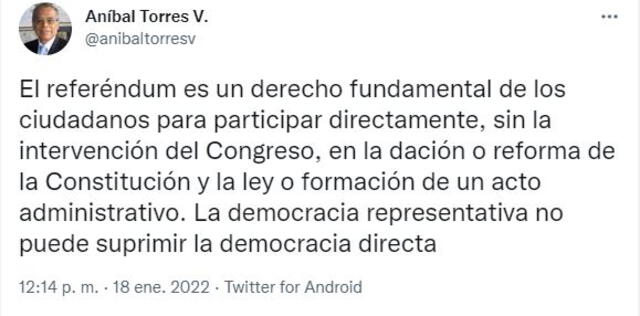 Anibal Torres sobre ley que limita al referendum. Foto: Difusión
