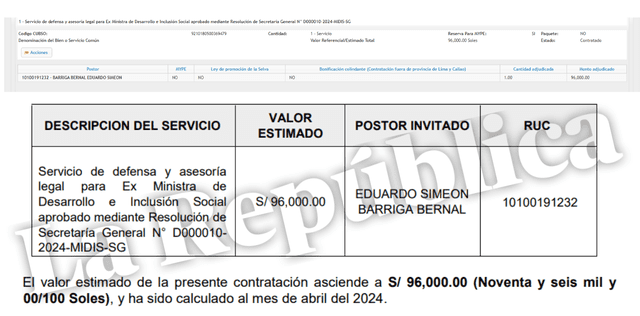  Contratación de Eduardo Barriga Bernal para asumir la defensa legal de Dina Boluarte por el caso Qaliwarma.   