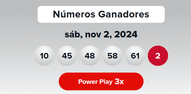 Resultados de la lotería Powerball del 2 de octubre. Foto: Powerball   