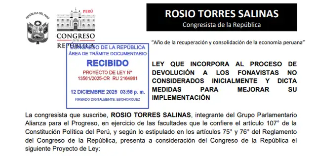 Propuesta legislativa de Rosío Torres será discutida en la Comisión de Economía. Foto: Congreso Propuesta legislativa de Rosío Torres será discutida en la Comisión de Economía. Foto: Congreso