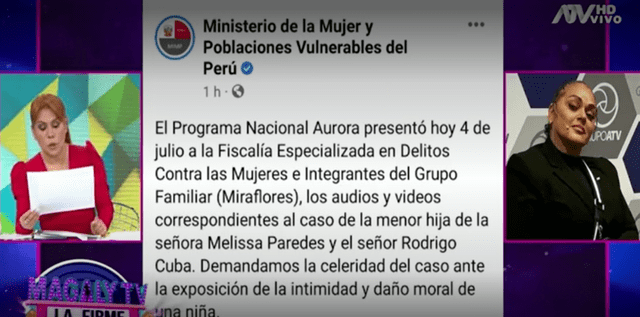 Magaly Medina tuvo acceso a documento de la apertura de investigación contra Rodrigo Cuba
