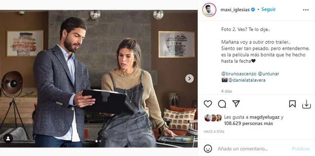 Publicación de Maxi Iglesias. Foto: captura/Instagram