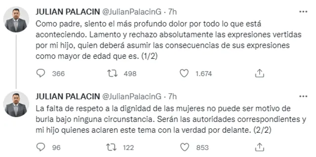 Pronunciamiento de Julián Palacín. Foto: Twitter