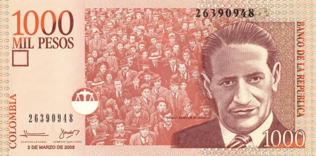  Billete de 1.000 pesos colombianos. Foto: Numista    