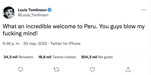 Louis Tomlinson agradecido por la gran acogida de fans en Perú: ¡Ustedes me vuelan la cabeza!