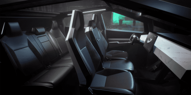 Diseño interior del Cybertruck. Foto: Tesla   