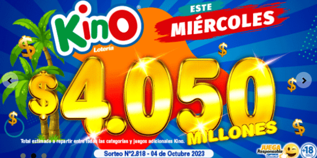 Con el Kino gana 4.050 millones de pesos HOY, 4 de octubre. Foto: Kino   