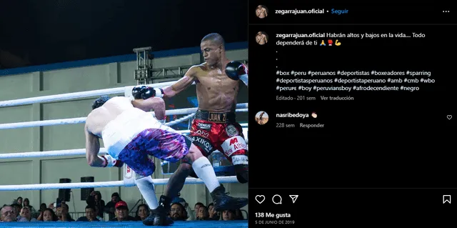 Juan Zegarra y su etapa como boxeador. Foto: Instagram/Juan Zegarra   