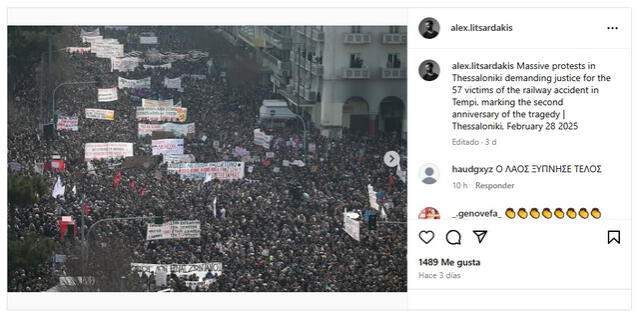 <em>Fotografías de la protesta publicadas por el comunicador que grabó el video viral. Foto: captura de Instagram</em>   