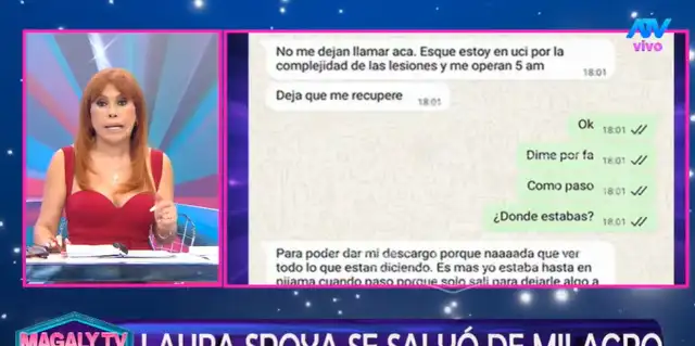 Declaración de Laura Spoya para el programa de Magaly Medina. Foto: composición LR   