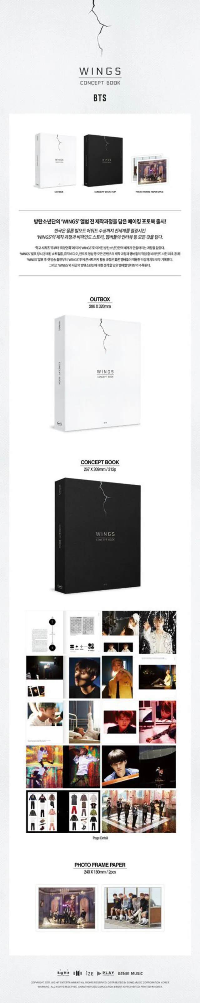 Contenido del Wings concept book de BTS. Foto: HYBE