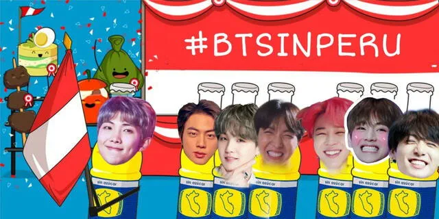 ARMYs de Perú imaginándose a los miembros de BTS, en el envase de la bebida gaseosa más popular del país.