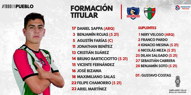 Equipo titular del cuadro árabe. Foto: Club Deportivo Palestino