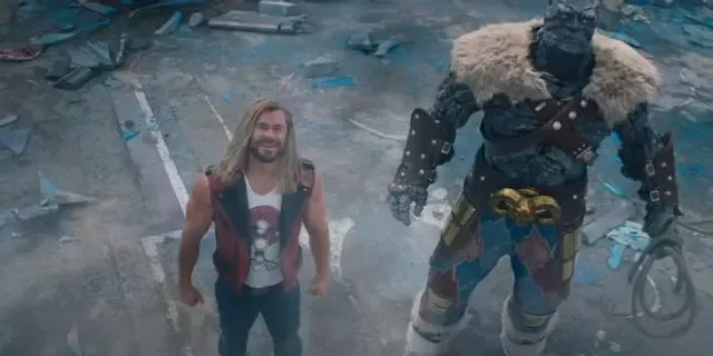 Thor y Korg en tráiler de "Thor: love and thunder". Foto: Marvel Studios
