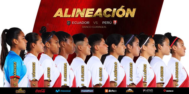 Las titulares de la selección peruana femenina para jugar ante Ecuador. Foto: @SeleccionPeru
