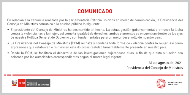 Comunicado PCM