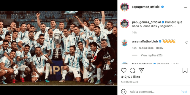 'Papu' Gomez utilizó sus redes sociales para burlarse de Richarlison