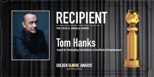 Tom Hanks recibe el Premio Cecil B. deMille. Foto: Golden Globe