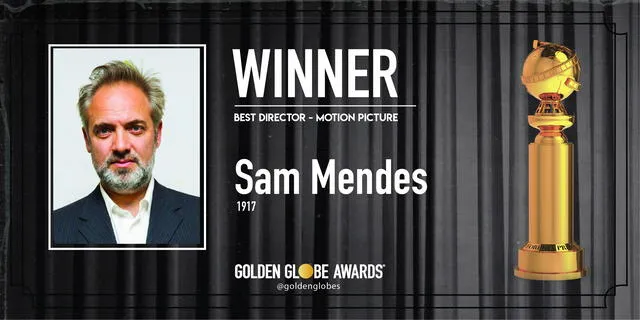 Sam Mendes ganador a Mejor director - película por 1917. Foto: Golden Globe