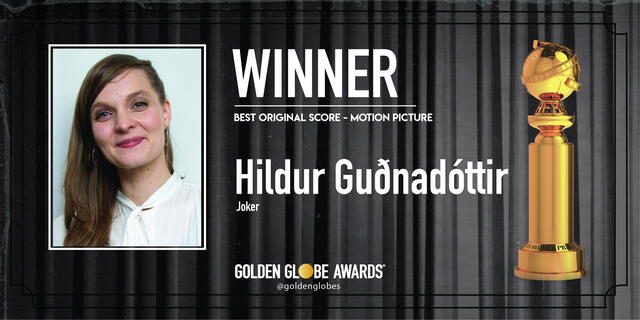 Hildur Guðnadóttir ganadora a Mejor banda sonora - película por Joker. Foto: Golden Globe