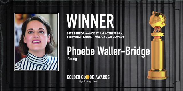 Phoebe Waller-Bridge ganadora a Mejor actriz en serie de televisión – musical o comedia. Foto: Golden Globes
