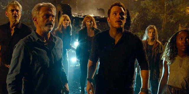 Chris Pratt y Bryce Dallas Howard acompañan a Sam Neill, Laura Dern y Jeff Goldblum en esta nueva aventura. Foto: Universal Pictures.