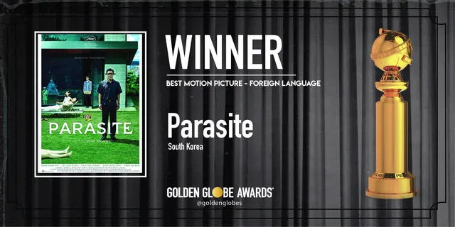 Parasite ganador a Mejor película – idioma extranjero. Foto: Golden Globes