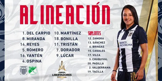 Alianza Lima vs. Deportivo Cali: alineación del cuadro íntimo. Foto: Twitter Alianza Lima Femenino