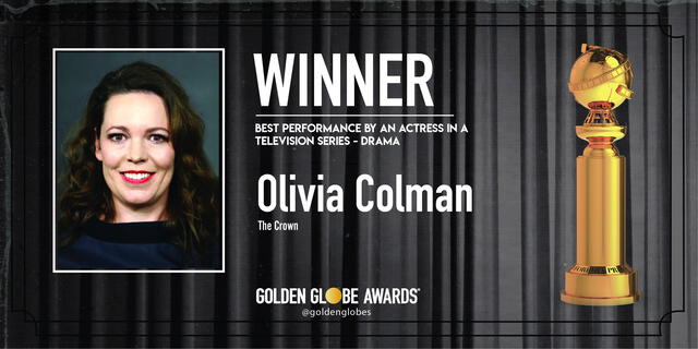 Olivia Colman ganadora a Mejor actriz en serie de TV - drama. Foto: Golden Globe