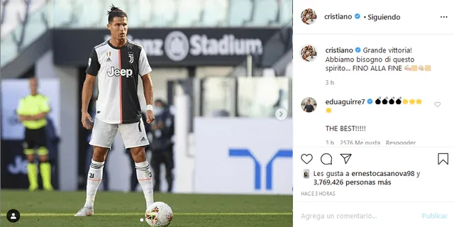 Cristiano Ronaldo: Instagram post victoria en derbi turinés