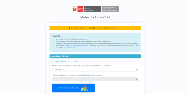 Matrícula Lima 2022