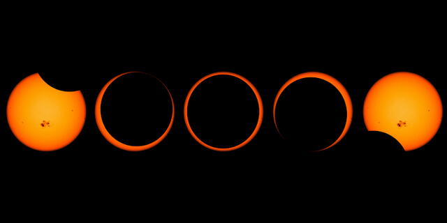 Fases del eclipse solar. Foto: Exploratorium<br&gt;  