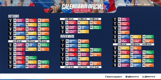 Calendario en la LIDOM. Foto: LIDOM/X   