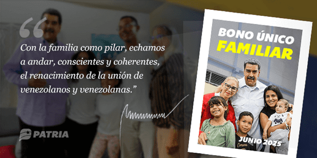 Los beneficiarios del bono Único Familiar 2025 recibieron este mensaje de texto. Foto: Sistema Patria Los beneficiarios del bono Único Familiar 2025 recibieron este mensaje de texto. Foto: Sistema Patria