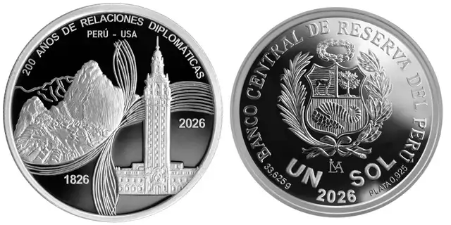 La nueva moneda de S/1 por los 200 años de relaciones entre Perú y Estados Unidos. Foto: Composición LR/BCR.