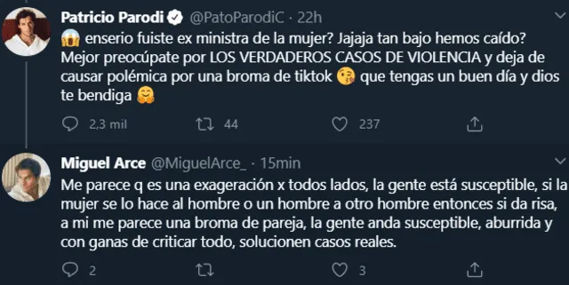 Miguel Arce respalda a Patricio Parodi. Foto: Twitter.