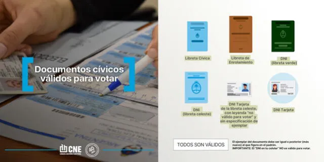 Estos son los documentos validos para votar este 19 de noviembre. Foto: Cámara Electoral/X