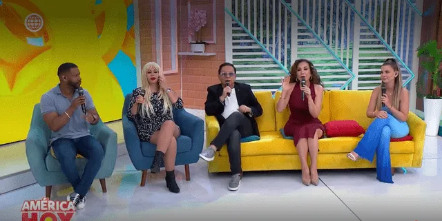 Susy Díaz estuvo como invitada en 'América Hoy' al lado de 'Giselo', Ricardo Rondon, Janet Barboza y Brunella Horna. Foto: América TV.   