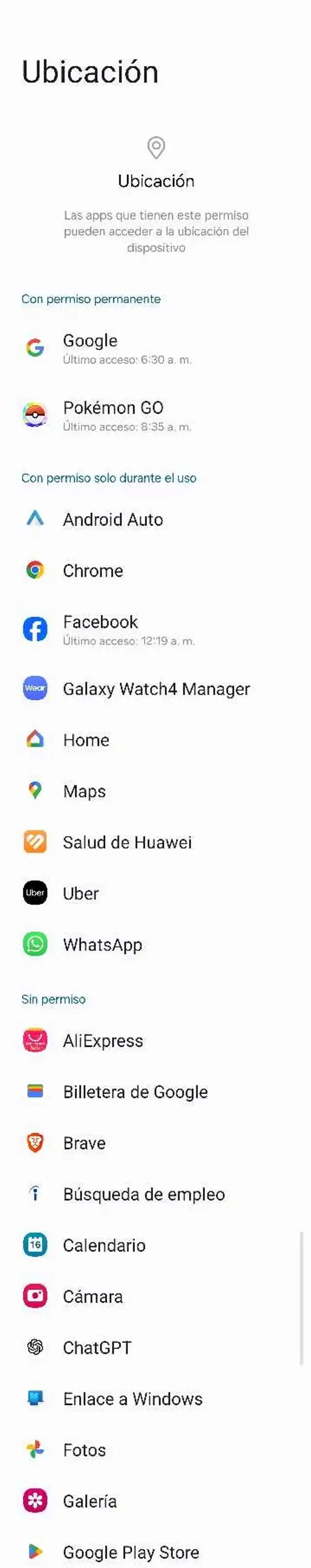  Lista de apps con permiso para acceder a tu ubicación. Foto: La República 