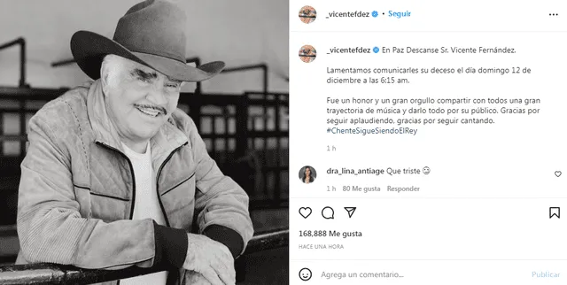 Vicente Fernández y su último deseo antes de morir