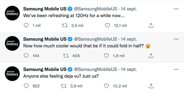 Reacciones de Samsung sobre el Apple Event. Foto: captura vía Twitter.