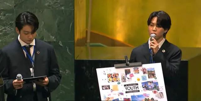 Jimin de BTS ante la ONU. Foto: captura Naciones Unidas