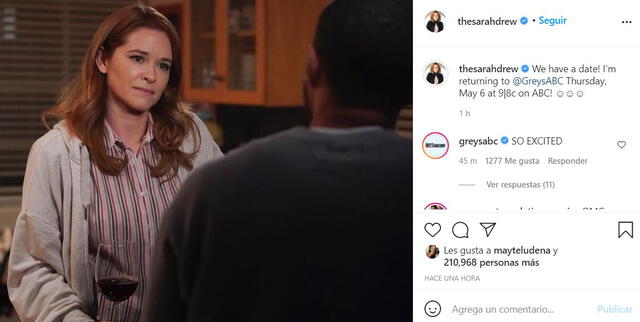 La revista People mencionó que Sarah Drew, quien interpretó a la Dra. April Kepner, haría una aparición especial en el drama. Foto: @thesarahdrew/Instagram.