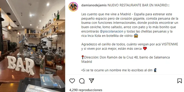 Damián Ode y su hermana, quien vive en España, fundaron un restaurante en Madrid