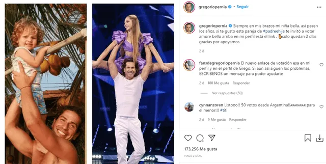 Gregorio Pernía y su hija, Luna Pernía, son pareja de bailar en reality colombiano. Foto: Gregorio Pernía/ Instagram