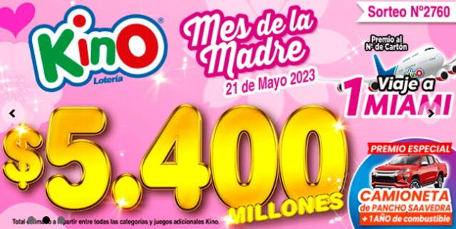  Resultados kino de hoy, números ganadores del sorteo 2760 de la loteria de Chile hoy, 21 de mayo. Foto: Lotería de Concepción    