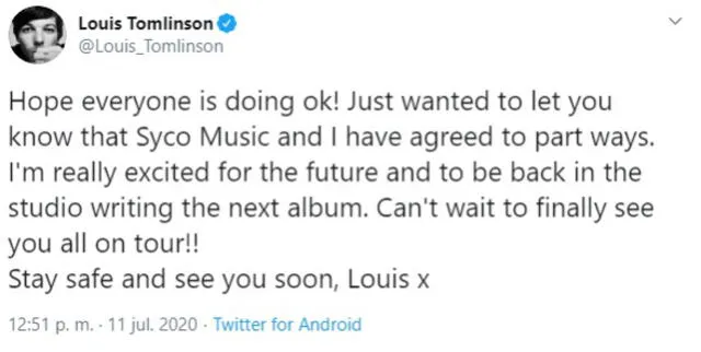 Louis Tomlinson en Twitter