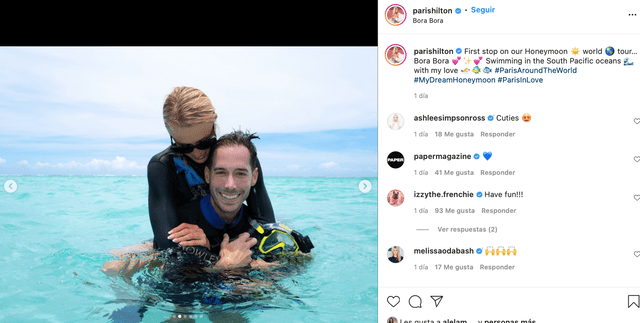 La exitosa empresaria Paris Hilton compartió con sus más de 17 millones de seguidores imágenes de su luna de miel. Foto: Composición / Instagram